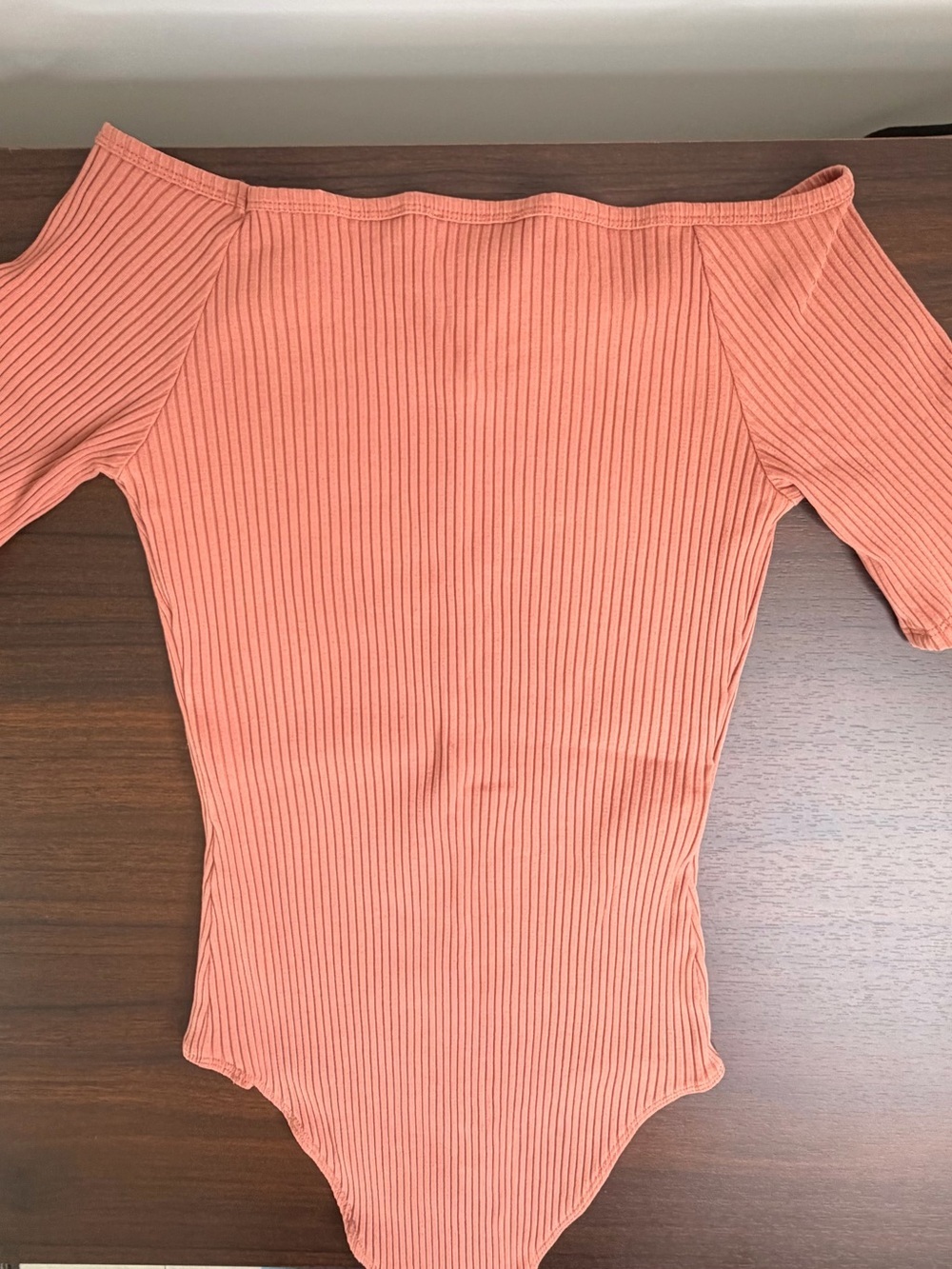 Wilfred Free Rust-Pink Ribbed V-Neck Bodysuit - Picture 3 of 7